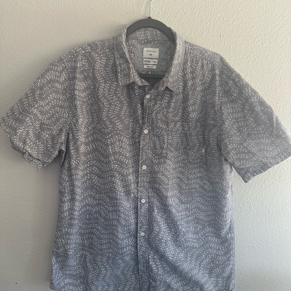 Quiksilver Gray Wave Pattern Men's Shirt